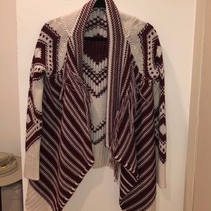 Maroon/ cream cardigan, fits big